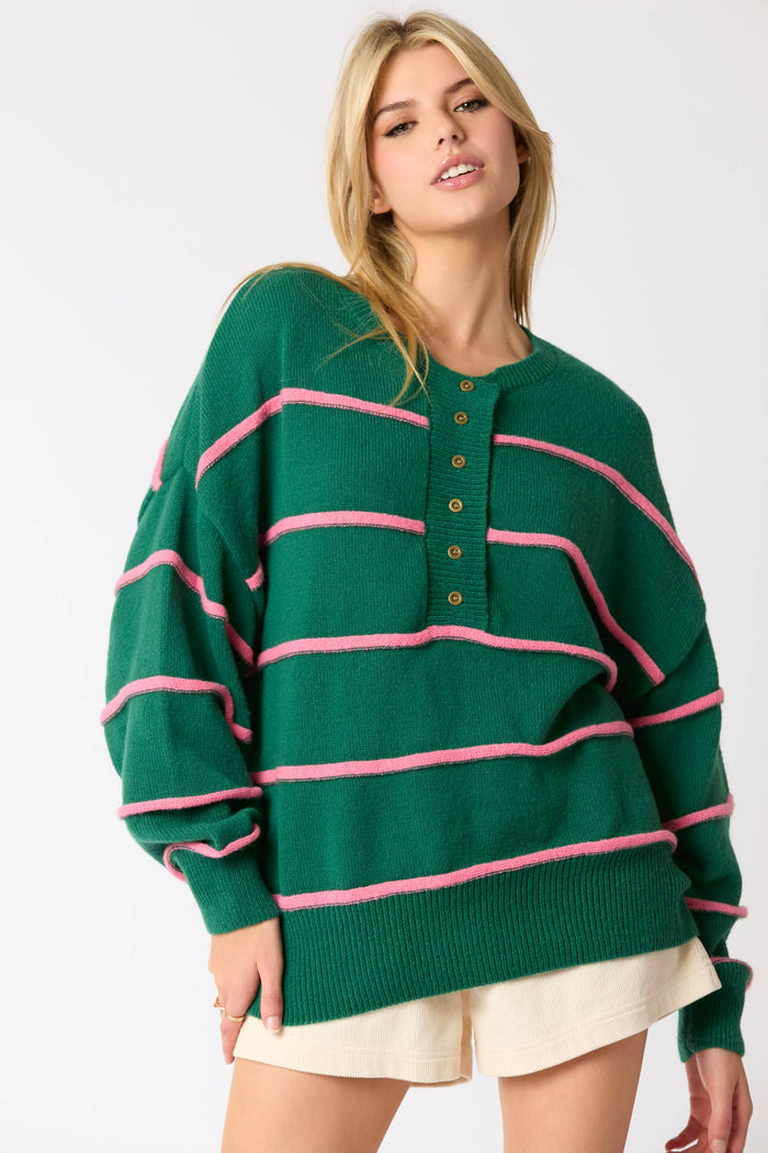 Multi Color 3d Line Oversized Sweater