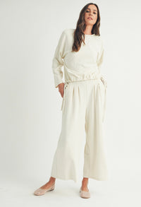 PLEATED WIDE LEG SWEATPANTS