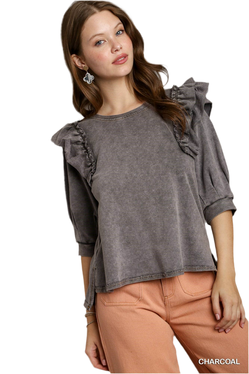 Boxy Cut Mineral Wash French Terry Top