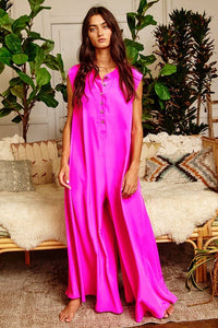 R5120-1R Wide Leg Solid Satin Jumpsuit