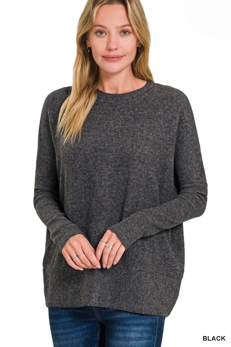 Brushed Melange Hacci Dolman Sleeve Sweater