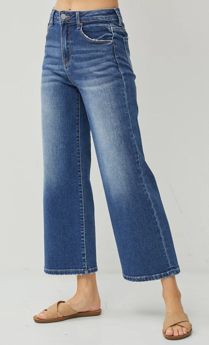 HIGH RISE CROP WIDE LEG JEAN