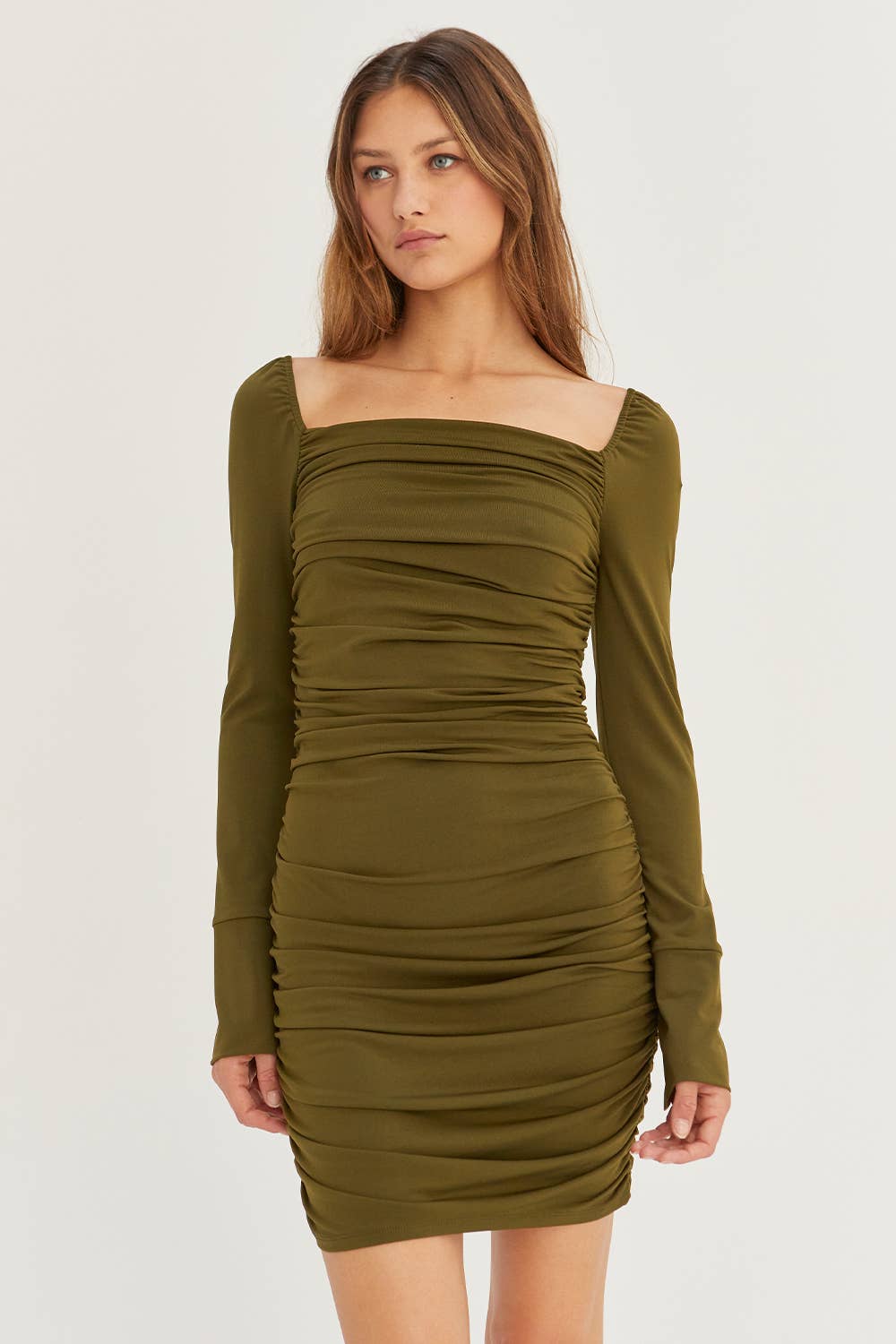 Kylie Ruched Bodycon Knit Mini Dress