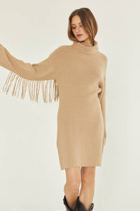 Joelle Turtleneck Sweater Fringe Dress