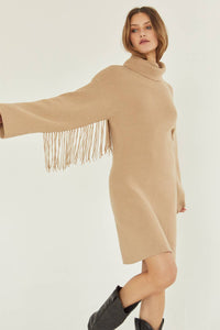 Joelle Turtleneck Sweater Fringe Dress