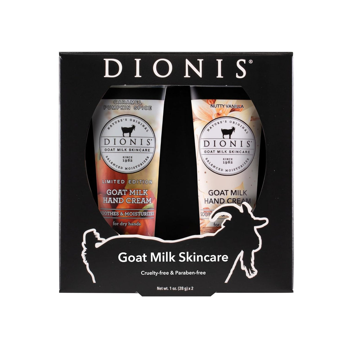 Dionis Goat Milk Skincare Vanilla Pumpkin Hand Cream Set - Caramel Pumpkin Spice and Nutty Vanilla Scented 1oz Mini Lotions For Dry Hands in a Gift Box - Paraben Free Travel Size Moisturizer