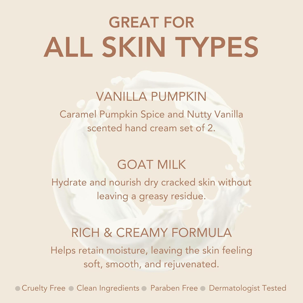 Dionis Goat Milk Skincare Vanilla Pumpkin Hand Cream Set - Caramel Pumpkin Spice and Nutty Vanilla Scented 1oz Mini Lotions For Dry Hands in a Gift Box - Paraben Free Travel Size Moisturizer