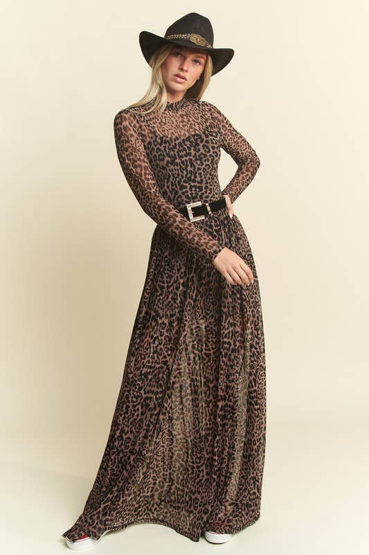 QUEEN B LEOPARD MESH DRESS