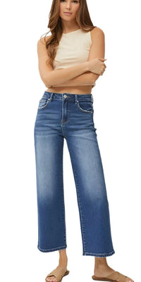 HIGH RISE CROP WIDE LEG JEAN