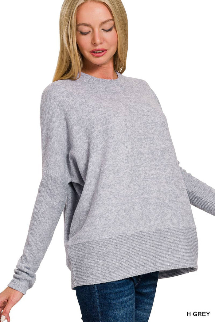 Brushed Melange Hacci Dolman Sleeve Sweater