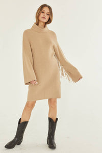 Joelle Turtleneck Sweater Fringe Dress