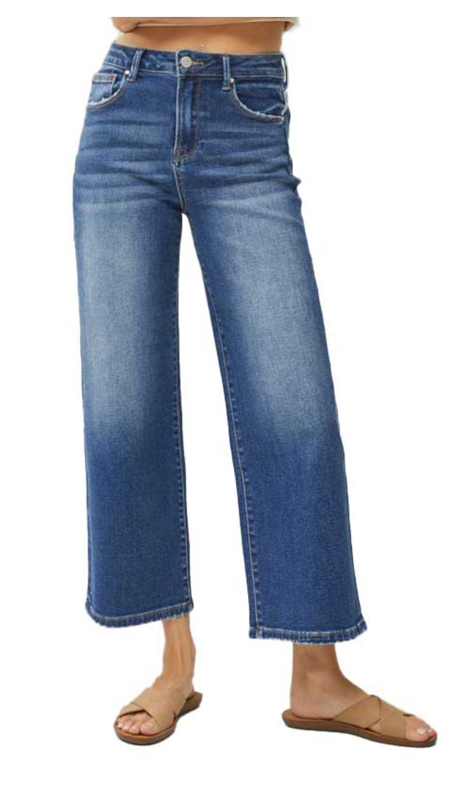 HIGH RISE CROP WIDE LEG JEAN