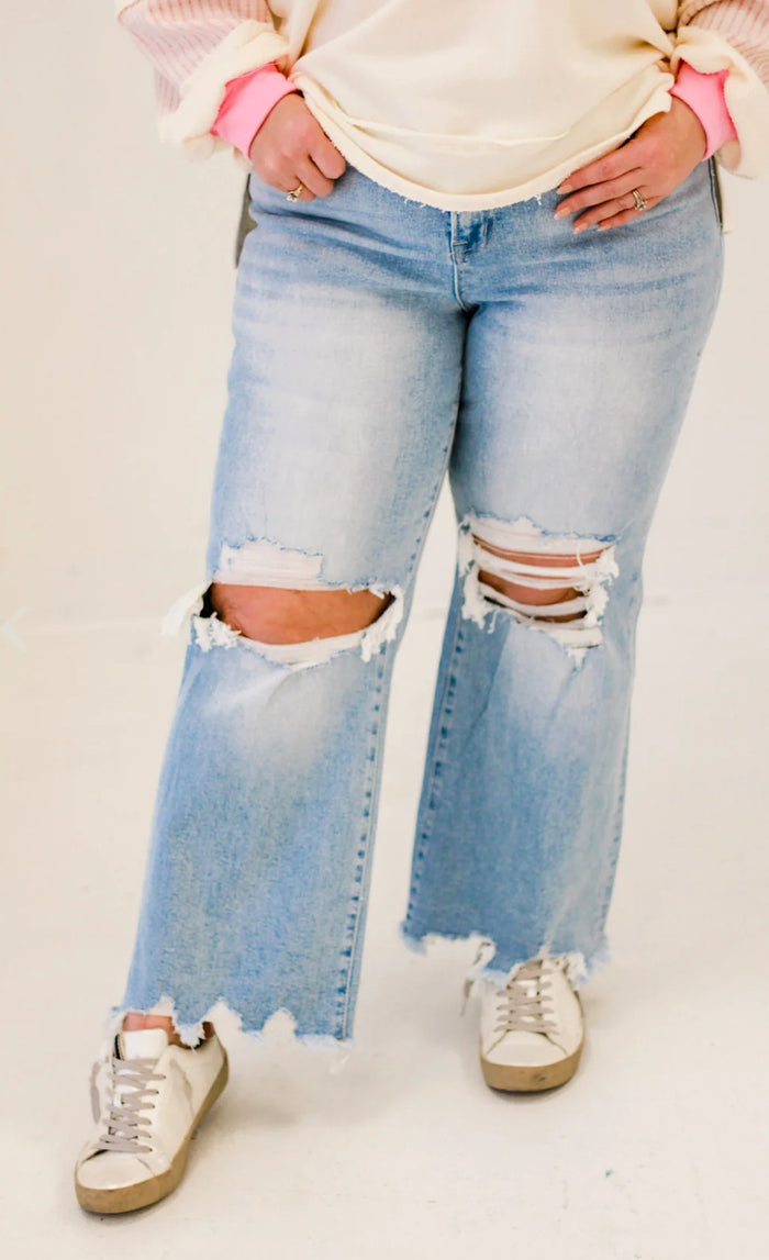 PLUS SIZE 90’S VINTAGE FLARE JEAN (millennim blue)