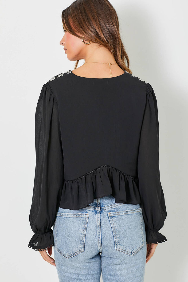 LONG SLEEVE CROPPED BLOUSE