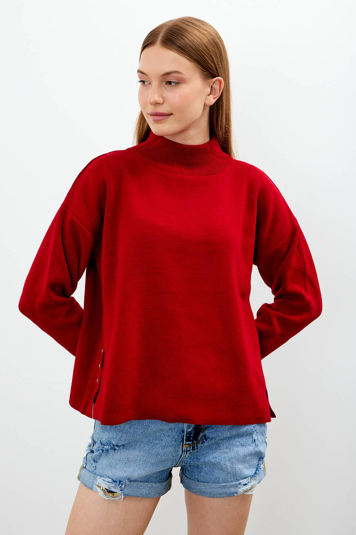 Mock Neck Knit Oversized Sweater