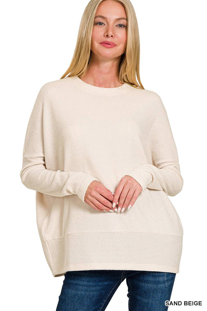 Brushed Melange Hacci Dolman Sleeve Sweater