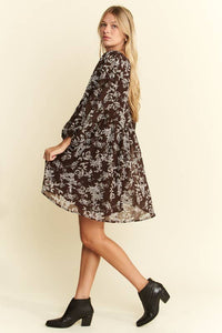 FLORAL CHIFFON BABYDOLL SHORT DRESS