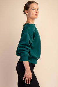 FRENCH TERRY FLEECE OFF SHOULDER SWEATSHIRT